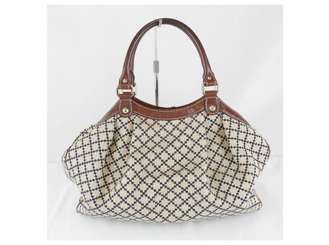 Borsa Gucci Beige in Pelle e Tela - vista 2