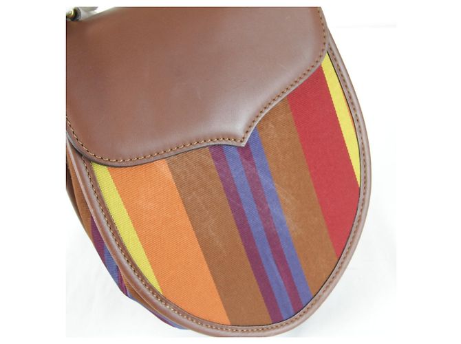 Céline Borsa a tracolla Celine in tela e pelle marrone - vista 10
