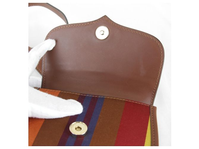 Céline Borsa a tracolla Celine in tela e pelle marrone - vista 12