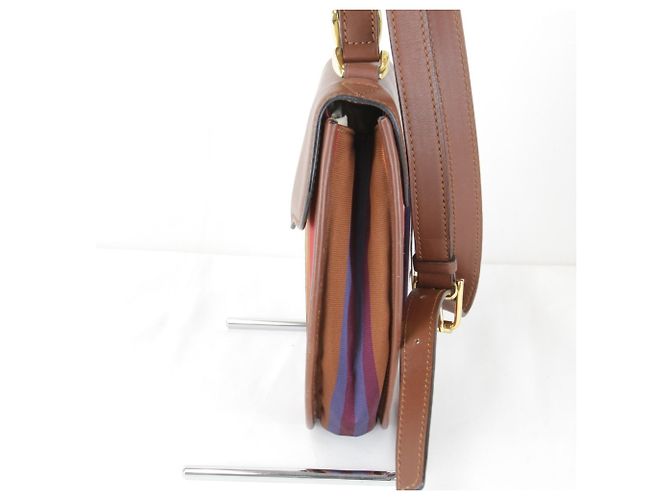 Céline Borsa a tracolla Celine in tela e pelle marrone - vista 3