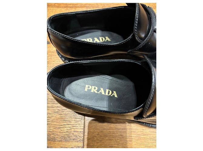 Mocassini Prada Chocolate in pelle nera con suola chunky - vista 5