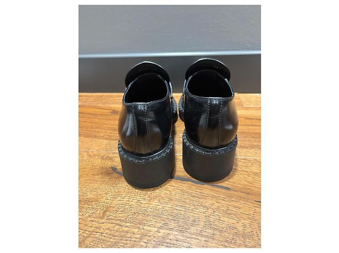 Mocassini Prada Chocolate in pelle nera con suola chunky - vista 8