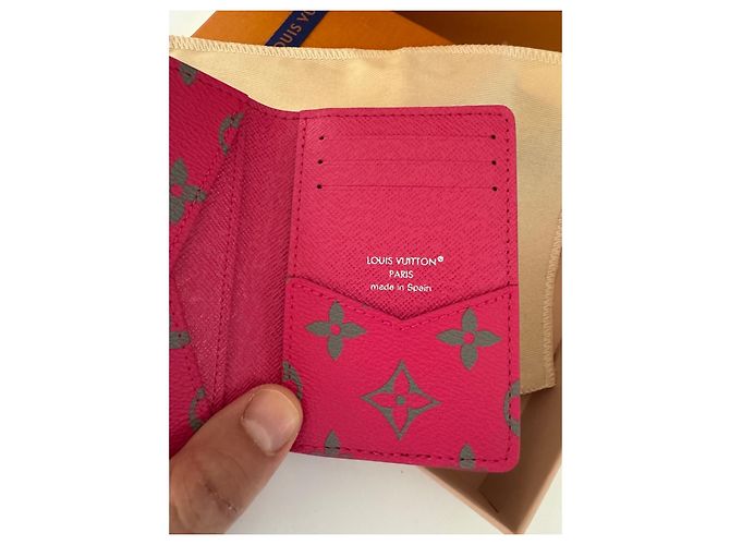Louis Vuitton Monogram Card Holder - Pink & Grey Leather - view 4