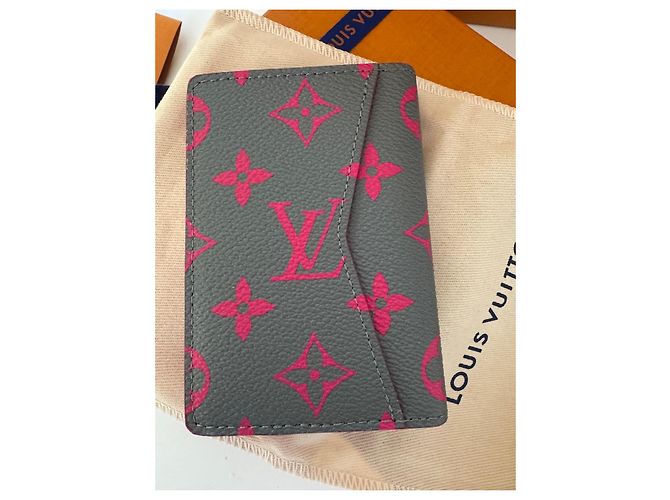 Louis Vuitton Monogram Card Holder - Pink & Grey Leather - view 6