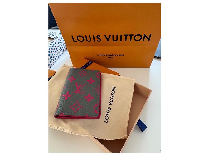 Louis Vuitton Monogram Card Holder - Pink & Grey Leather - view 8