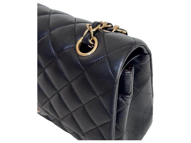 Chanel Classic Double Flap Medium Nero Pelle Agnello - vista 14