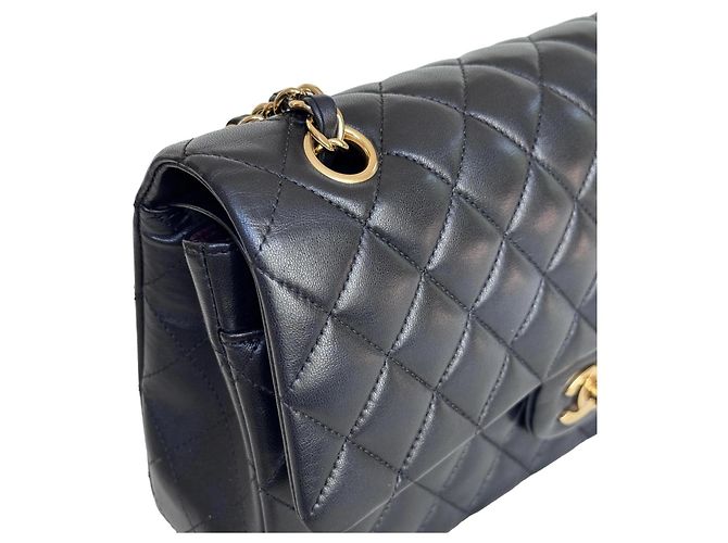Chanel Classic Double Flap Medium Nero Pelle Agnello - vista 15