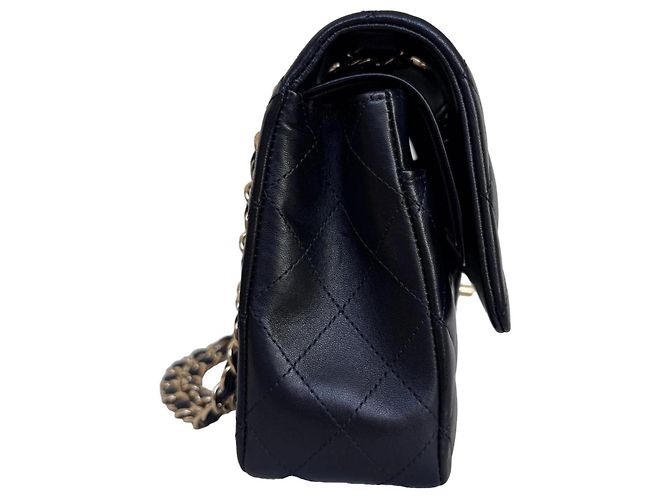 Chanel Classic Double Flap Medium Nero Pelle Agnello - vista 7