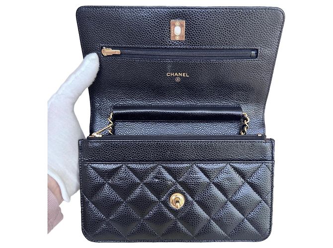 Wallet On Chain Chanel WOC Portafoglio con catena Pelle Caviar Nera - vista 11