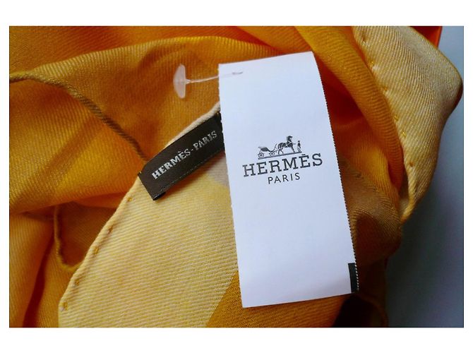 Hermès New Libris Kaschmir-Schal Gelb - Ansicht 3