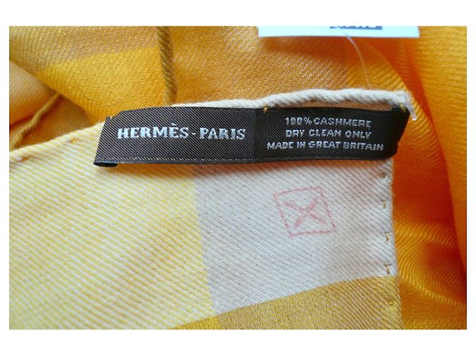 Hermès New Libris Kaschmir-Schal Gelb - Ansicht 4
