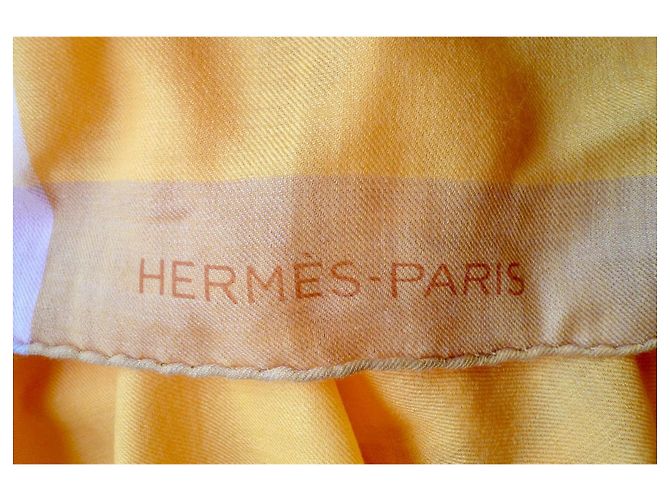 Hermès New Libris Kaschmir-Schal Gelb - Ansicht 6