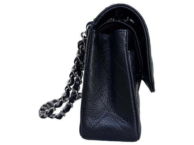 Chanel Classic Double Flap Small Caviar Nero Argento - vista 10