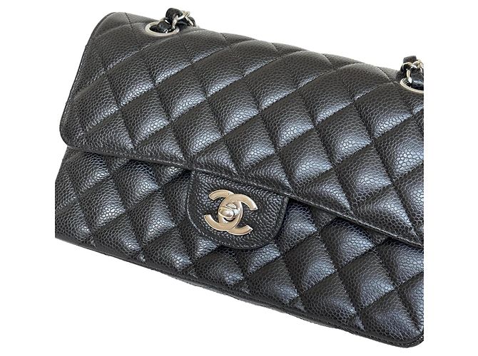 Chanel Classic Double Flap Small Caviar Nero Argento - vista 2