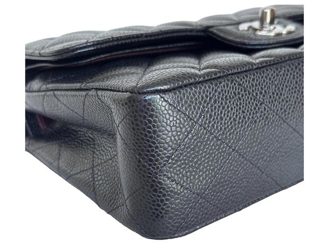 Chanel Classic Double Flap Small Caviar Nero Argento - vista 5