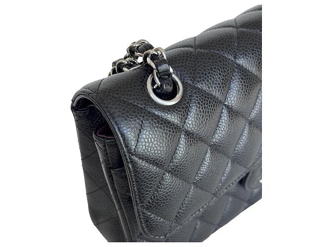 Chanel Classic Double Flap Small Caviar Nero Argento - vista 6