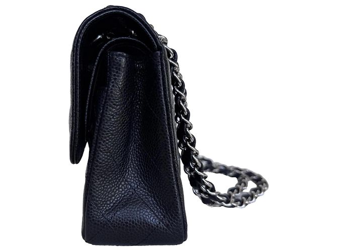 Chanel Classic Double Flap Small Caviar Nero Argento - vista 9