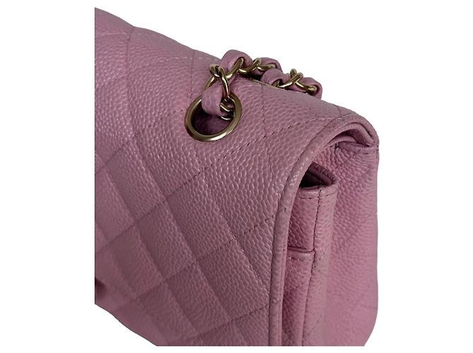 Borsa Chanel Classic Double Flap Medium Caviar Rosa Sakura - vista 10