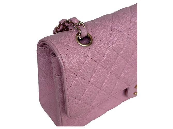 Borsa Chanel Classic Double Flap Medium Caviar Rosa Sakura - vista 11