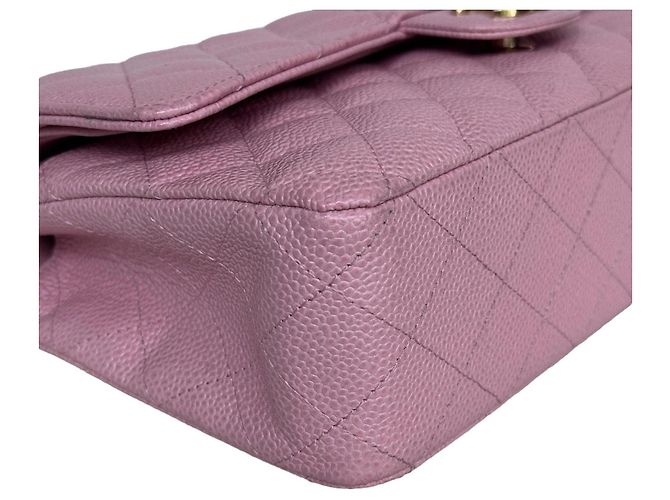 Borsa Chanel Classic Double Flap Medium Caviar Rosa Sakura - vista 12