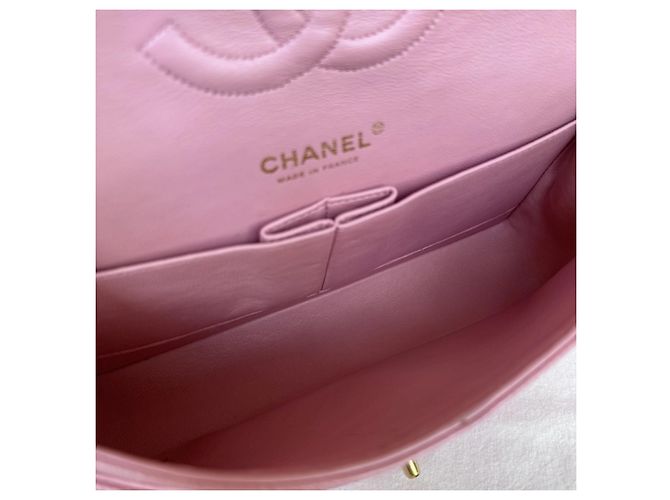Borsa Chanel Classic Double Flap Medium Caviar Rosa Sakura - vista 13