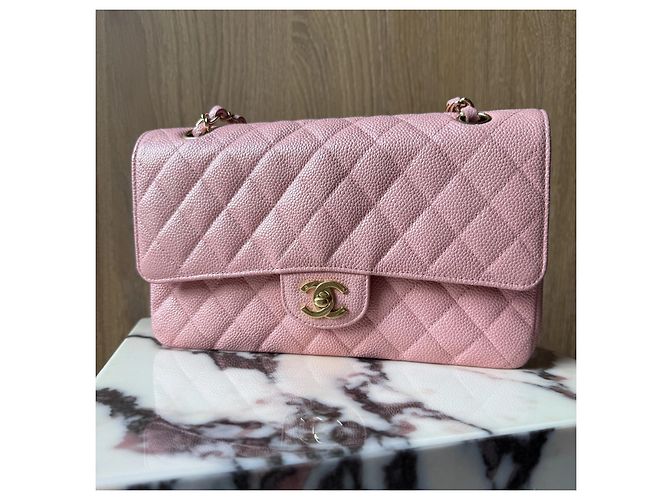 Borsa Chanel Classic Double Flap Medium Caviar Rosa Sakura - vista 2