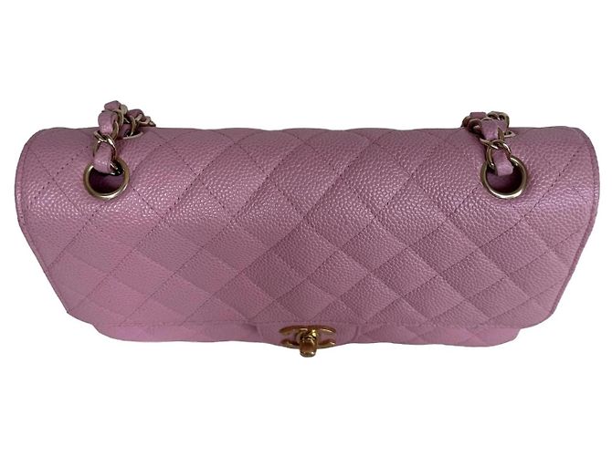 Borsa Chanel Classic Double Flap Medium Caviar Rosa Sakura - vista 5