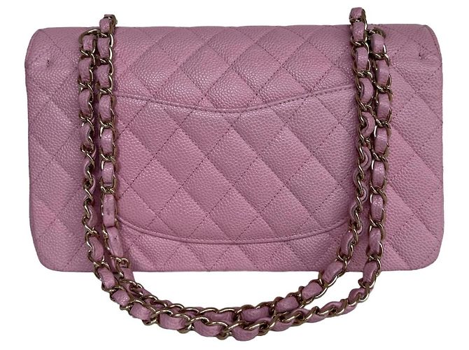 Borsa Chanel Classic Double Flap Medium Caviar Rosa Sakura - vista 7