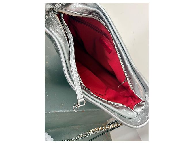 Borsa Chanel Gabrielle Hobo Large in Pelle Metallizzata Argento - vista 10