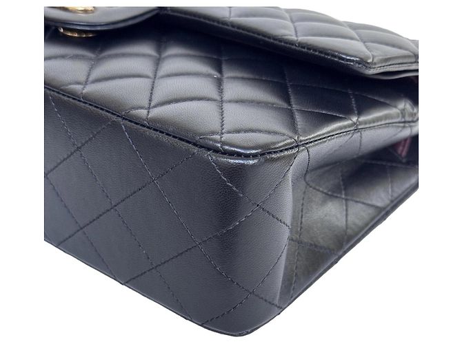 Borsa Chanel Classic Double Flap Medium Pelle Agnello Nera - vista 7