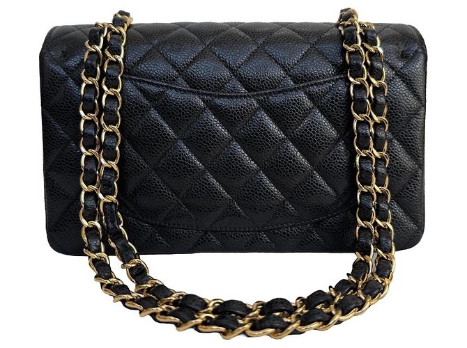 Chanel Classic Double Flap Small Caviar Nero Oro - vista 3