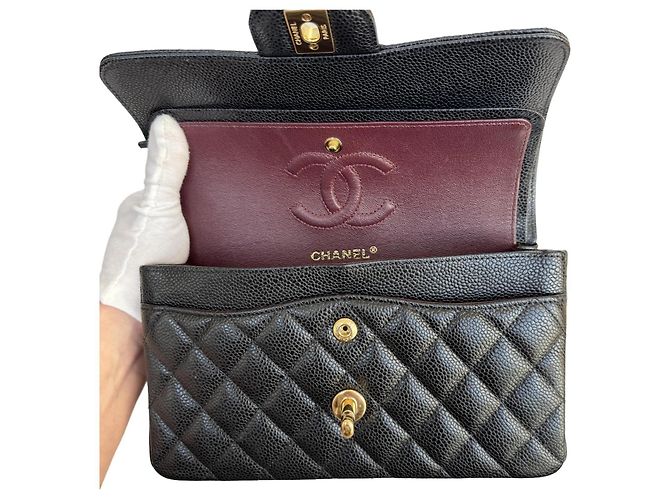 Chanel Classic Double Flap Small Caviar Nero Oro - vista 9