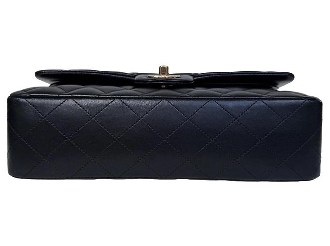 Borsa Chanel Classic Double Flap Medium Pelle d'Agnello Nera - vista 12