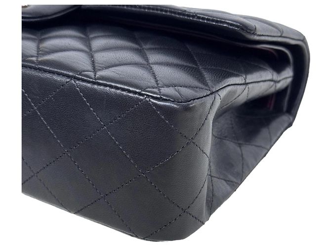 Borsa Chanel Classic Double Flap Medium Pelle d'Agnello Nera - vista 13