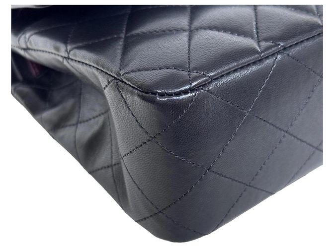 Borsa Chanel Classic Double Flap Medium Pelle d'Agnello Nera - vista 14