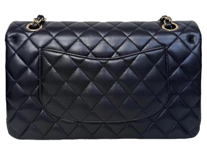 Borsa Chanel Classic Double Flap Medium Pelle d'Agnello Nera - vista 6
