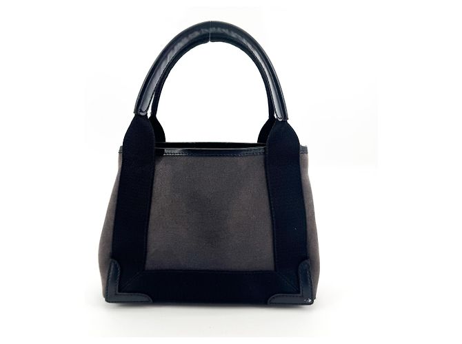 Balenciaga Cabas in tela e pelle blu navy Medium - vista 2