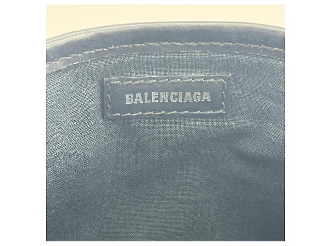 Balenciaga Cabas in tela e pelle blu navy Medium - vista 6