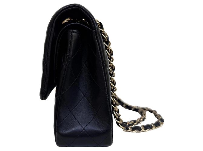 Chanel Classic Double Flap Medium Nero Pelle Agnello Oro - vista 5