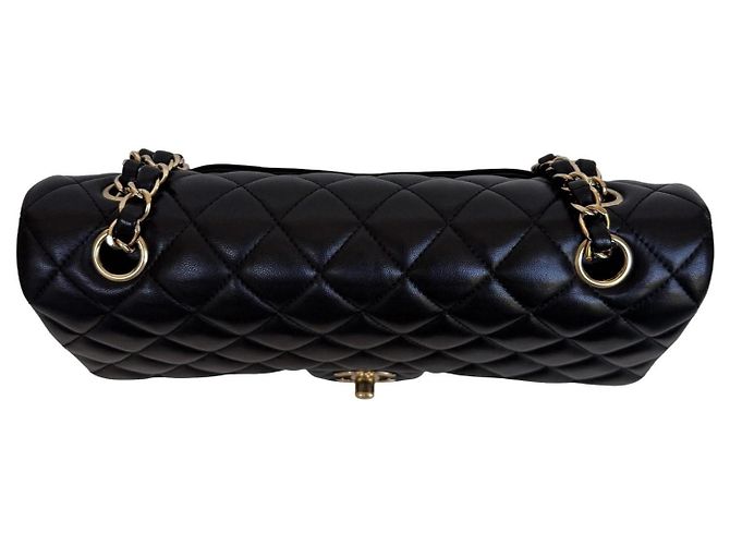 Chanel Classic Double Flap Medium Nero Pelle Agnello Oro - vista 6