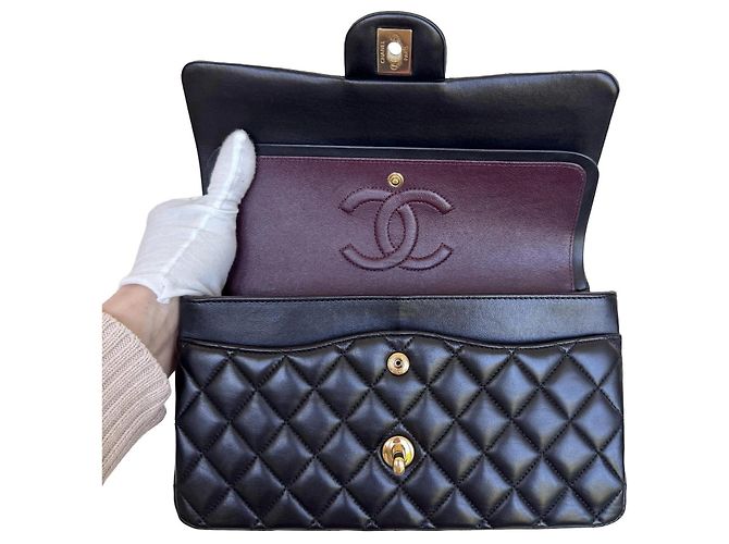 Chanel Classic Double Flap Medium Pelle Agnello Nero - vista 12