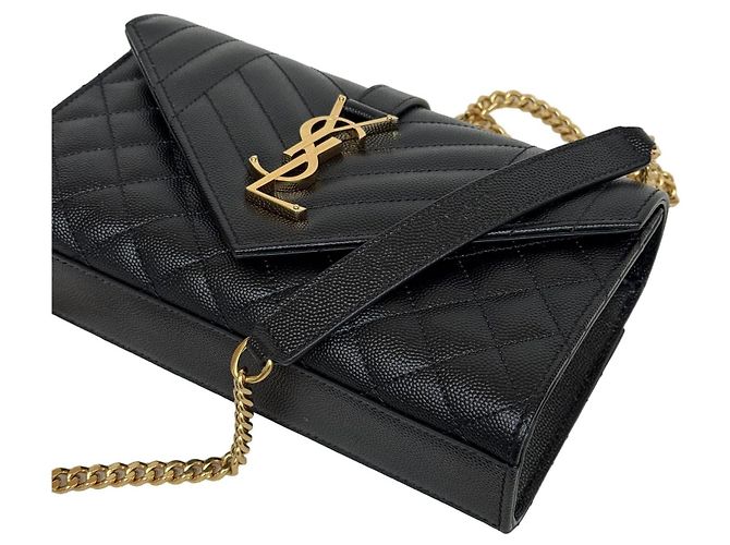 Autre Marque Saint Laurent Borsa Envelope Flap Small Nero - vista 3