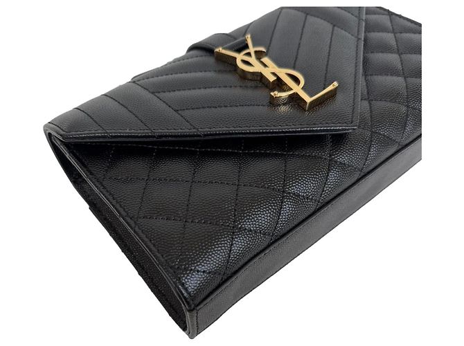 Autre Marque Saint Laurent Borsa a Patta Envelope Small Pelle Nera - vista 5