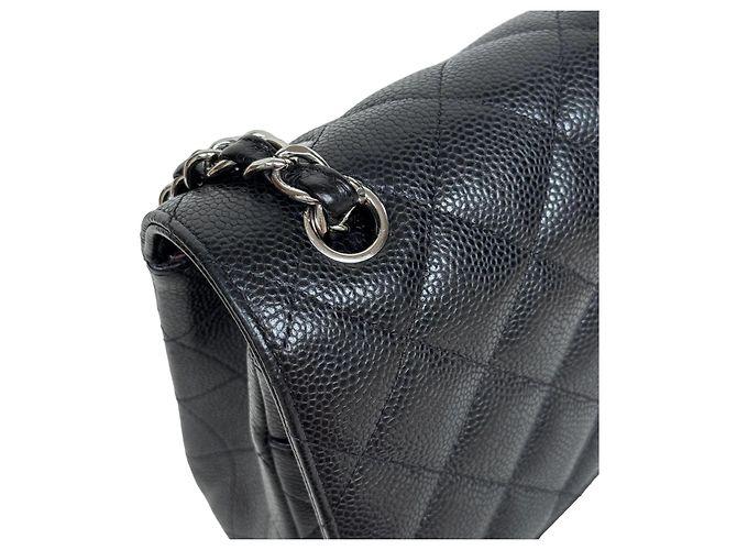 Chanel Classic Double Flap Jumbo Pelle Agnello Nero Argento - vista 11
