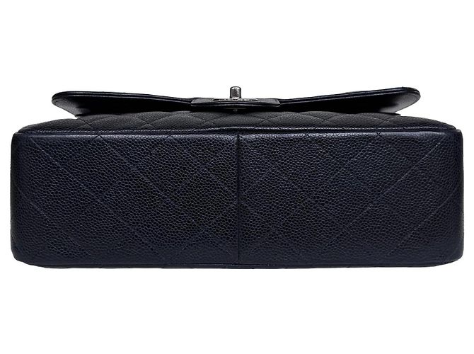 Chanel Classic Double Flap Jumbo Pelle Agnello Nero Argento - vista 6