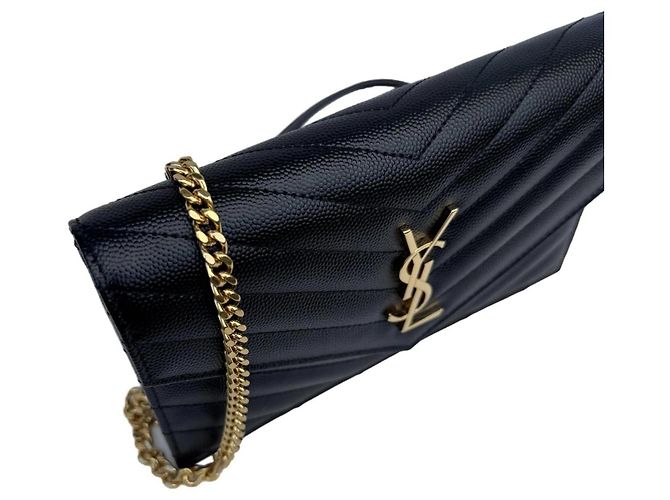 Autre Marque Saint Laurent Cassandre Envelope Wallet on Chain - Nero - vista 10