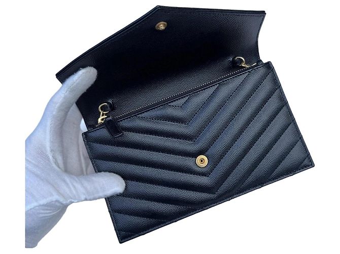 Autre Marque Saint Laurent Cassandre Envelope Wallet on Chain - Nero - vista 3