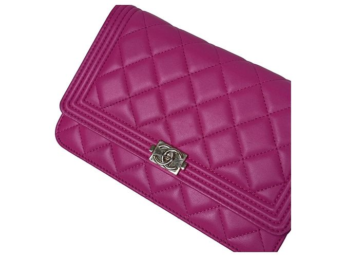 Chanel Le Boy WOC Portafoglio con Catena Nappa Rosa - vista 13