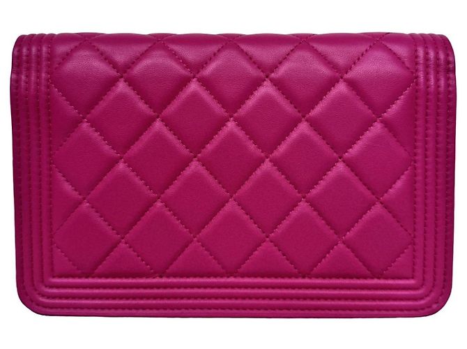 Chanel Le Boy WOC Portafoglio con Catena Nappa Rosa - vista 3