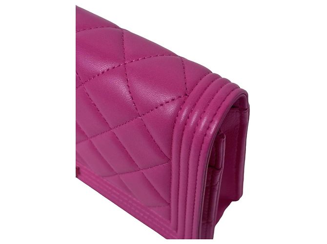 Chanel Le Boy WOC Portafoglio con Catena Nappa Rosa - vista 8
